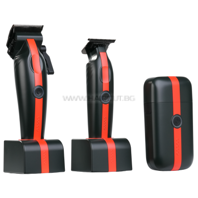 COCCO VELOCE LITE COMBO BLACK/RED - КОМПЛЕКТ ПРОФЕСИОНАЛНИ МАШИНКА, ТРИМЕР И ШЕЙВЪР