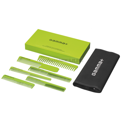GAMMA+ COMB SET - КОМПЛЕКТ 6 БРОЯ ПРОФЕСИОНАЛНИ ГРЕБЕНИ ЗА КОСА И БРАДА + НЕСЕСЕР