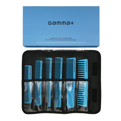 GAMMA+ COMB SET - КОМПЛЕКТ 6 БРОЯ ПРОФЕСИОНАЛНИ ГРЕБЕНИ ЗА КОСА И БРАДА + НЕСЕСЕР