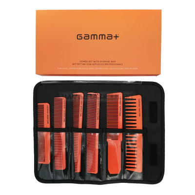GAMMA+ COMB SET - КОМПЛЕКТ 6 БРОЯ ПРОФЕСИОНАЛНИ ГРЕБЕНИ ЗА КОСА И БРАДА + НЕСЕСЕР