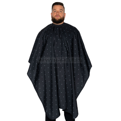 THE BARBER CAPE, BARBER SHIELD BLACK - ПРЕМИУМ ПЕЛЕРИНА, ЧЕРНА С БЯЛО ЛОГО