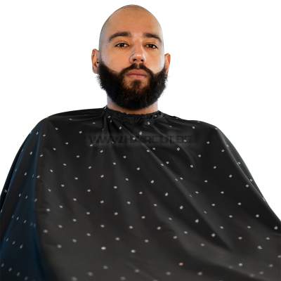 THE BARBER CAPE, BARBER SHIELD BLACK - ПРЕМИУМ ПЕЛЕРИНА, ЧЕРНА С БЯЛО ЛОГО