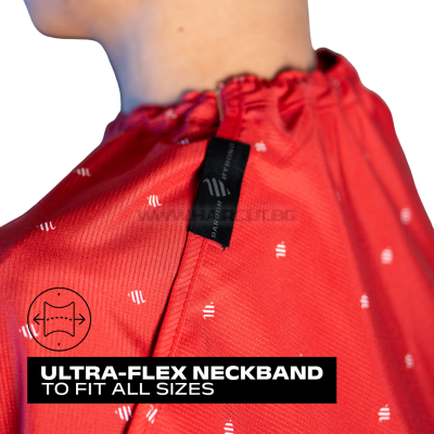THE BARBER CAPE, BARBER SHIELD RED - ПРЕМИУМ ПЕЛЕРИНА, ЧЕРВЕНА С БЯЛО ЛОГО
