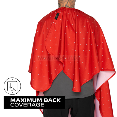 THE BARBER CAPE, BARBER SHIELD RED - ПРЕМИУМ ПЕЛЕРИНА, ЧЕРВЕНА С БЯЛО ЛОГО