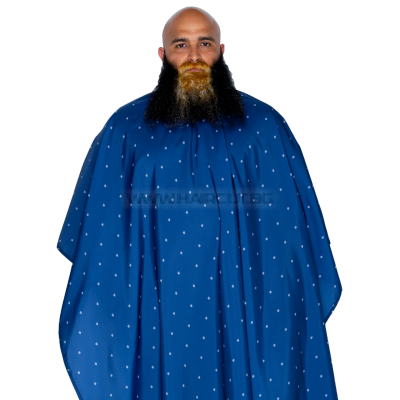 THE BARBER CAPE, BARBER SHIELD BLUE - ПРЕМИУМ ПЕЛЕРИНА, СИНЯ С БЯЛО ЛОГО