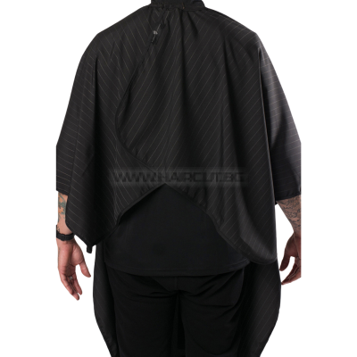 THE BARBER CAPE BLACK/WHITE PINSTRIPE - ПРЕМИУМ ПЕЛЕРИНА, ЧЕРНА С БЯЛО РАЙЕ