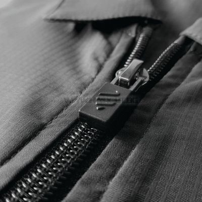 THE BARBER JACKET GREY - ПРОФЕСИОНАЛНА РАБОТНА РИЗА С КЪС РЪКАВ, ТЪМНОСИВА С ЛОГО