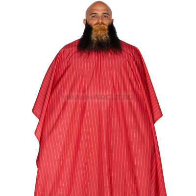 THE BARBER CAPE RED/WHITE PINSTRIPE - ПРЕМИУМ ПЕЛЕРИНА, ЧЕРВЕНА С БЯЛО РАЙЕ