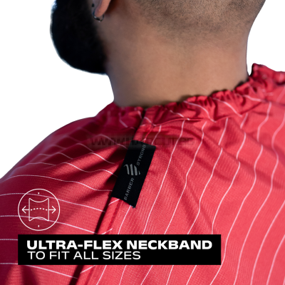 THE BARBER CAPE RED/WHITE PINSTRIPE - ПРЕМИУМ ПЕЛЕРИНА, ЧЕРВЕНА С БЯЛО РАЙЕ