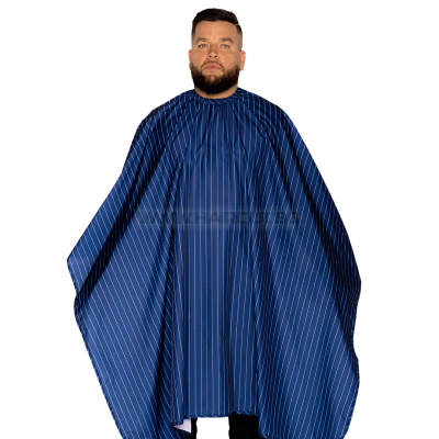 THE BARBER CAPE BLUE/WHITE PINSTRIPE - ПРЕМИУМ ПЕЛЕРИНА, СИНЯ С БЯЛО РАЙЕ