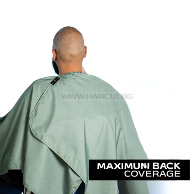 THE BARBER CAPE, BARBER SHIELD ARMY GREEN - ПРЕМИУМ ПЕЛЕРИНА, АРМЕЙСКО ЗЕЛЕНА СЪС ЗЕЛЕНО ЛОГО