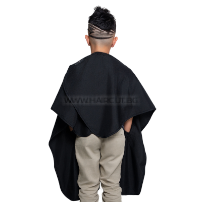 THE JUNIOR BARBER CAPE HANDS-FREE BLACK - ПРЕМИУМ ПЕЛЕРИНА ЗА ДЕЦА, С РЪКАВИ, ЧЕРНА