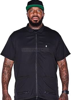 THE BARBER JACKET BLACK - ПРОФЕСИОНАЛНА РАБОТНА РИЗА С КЪС РЪКАВ, ЧЕРНА С ЛОГО