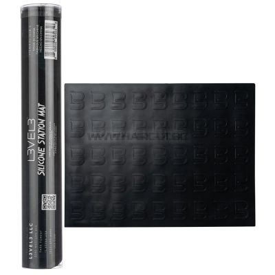 L3VEL3 SILICONE MAT - ОРГАНАЙЗЕР ЗА БРЪСНАРСКИ ИНСТРУМЕНТИ, ЧЕРЕН С РЕЛЕФНО ЛОГО