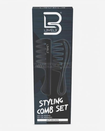 L3VEL3 2PC STYLING COMB SET - КОМПЛЕКТ 2 БРОЯ ПРОФЕСИОНАЛНИ ГРЕБЕНИ С ЕДРИ ЗЪБИ, ЗА РАЗРЕСВАНЕ И ОФОРМЯНЕ
