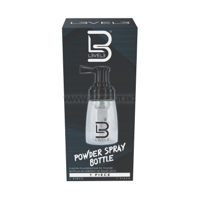 L3VEL3 POWDER SPRAY BOTTLE - ПУЛВЕРИЗАТОР ЗА ПУДРА ЗА КОСА ИЛИ КОЖА, ПРОЗРАЧЕН С ЛОГО