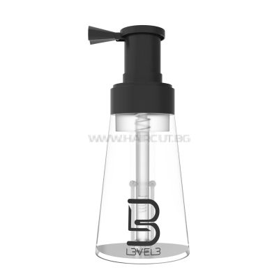 L3VEL3 POWDER SPRAY BOTTLE - ПУЛВЕРИЗАТОР ЗА ПУДРА ЗА КОСА ИЛИ КОЖА, ПРОЗРАЧЕН С ЛОГО